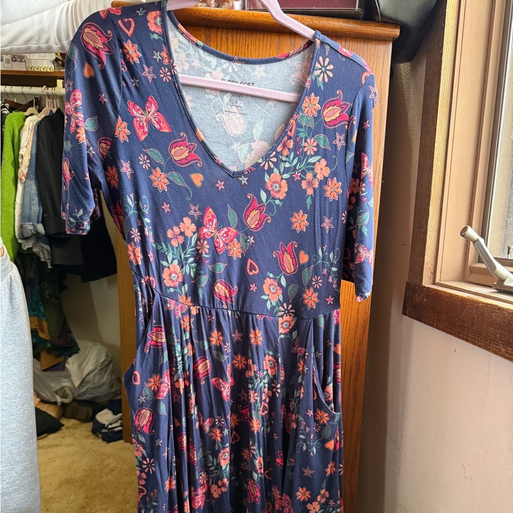 Torrid Multicolor Floral and Butterfly Midi Dress